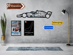 Formula One F1 Car Silhouette Metal Wall Art
