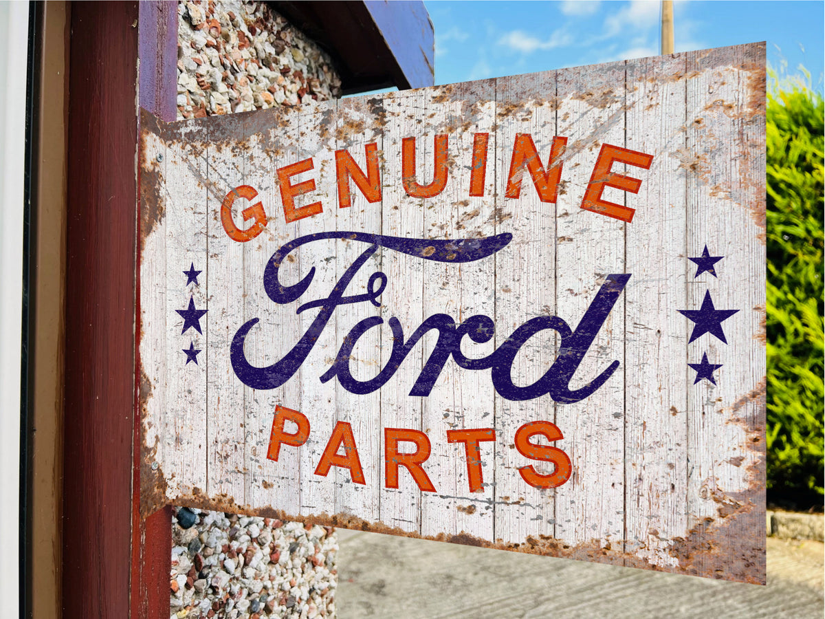 Ford Genuine Parts Double Sided Metal Flange Sign