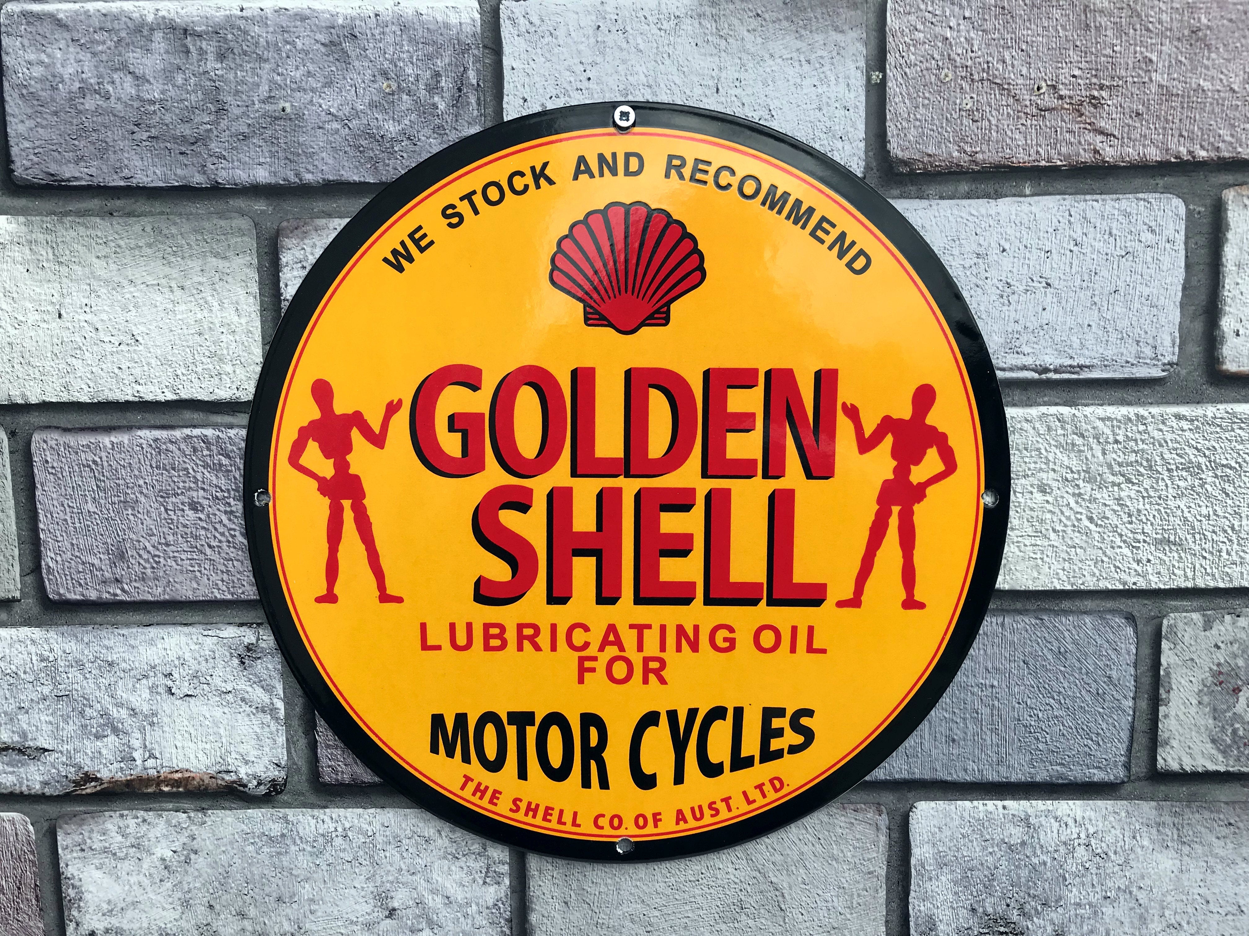 Shellen Logo Shell Golden Enamel Sign– Auto Junk UK Ltd