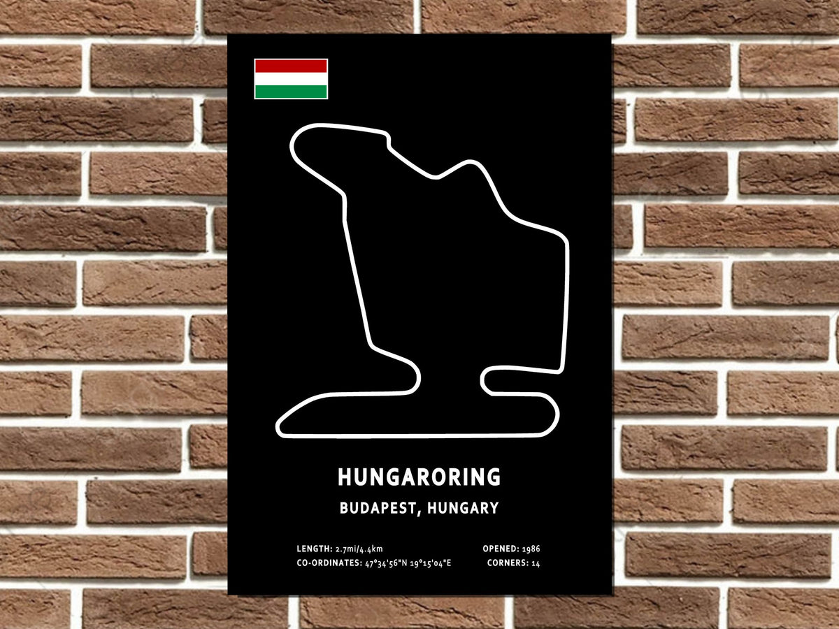 Hungaroring Circuit Layout Metal Sign