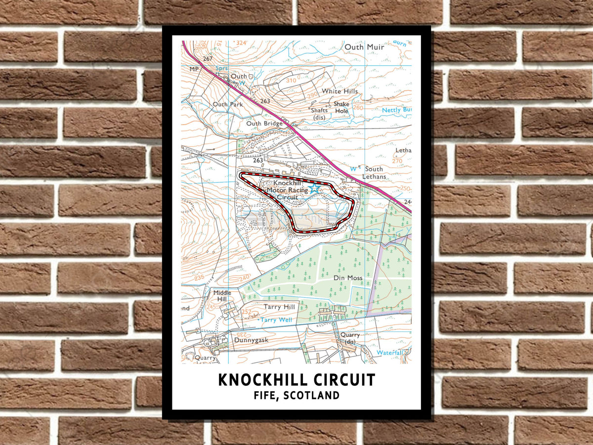 Knockhill Circuit Map Layout Metal Sign
