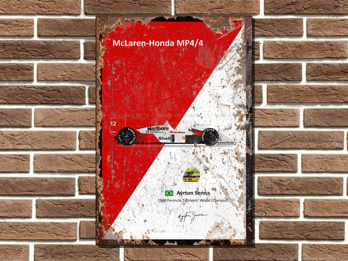 Ayrton Senna McLaren-Honda Metal Sign