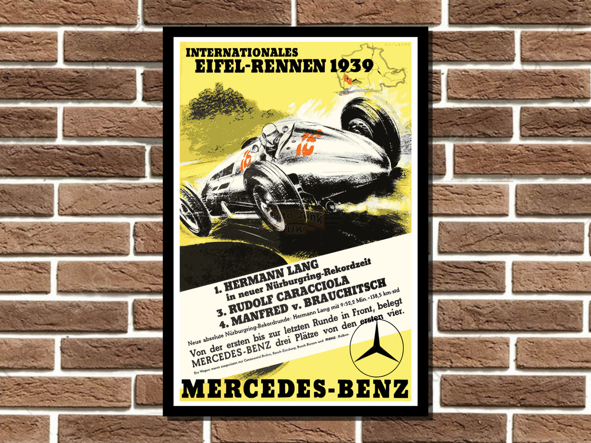 Mercedes Benz Hermann Lang II 1939 Metal Sign