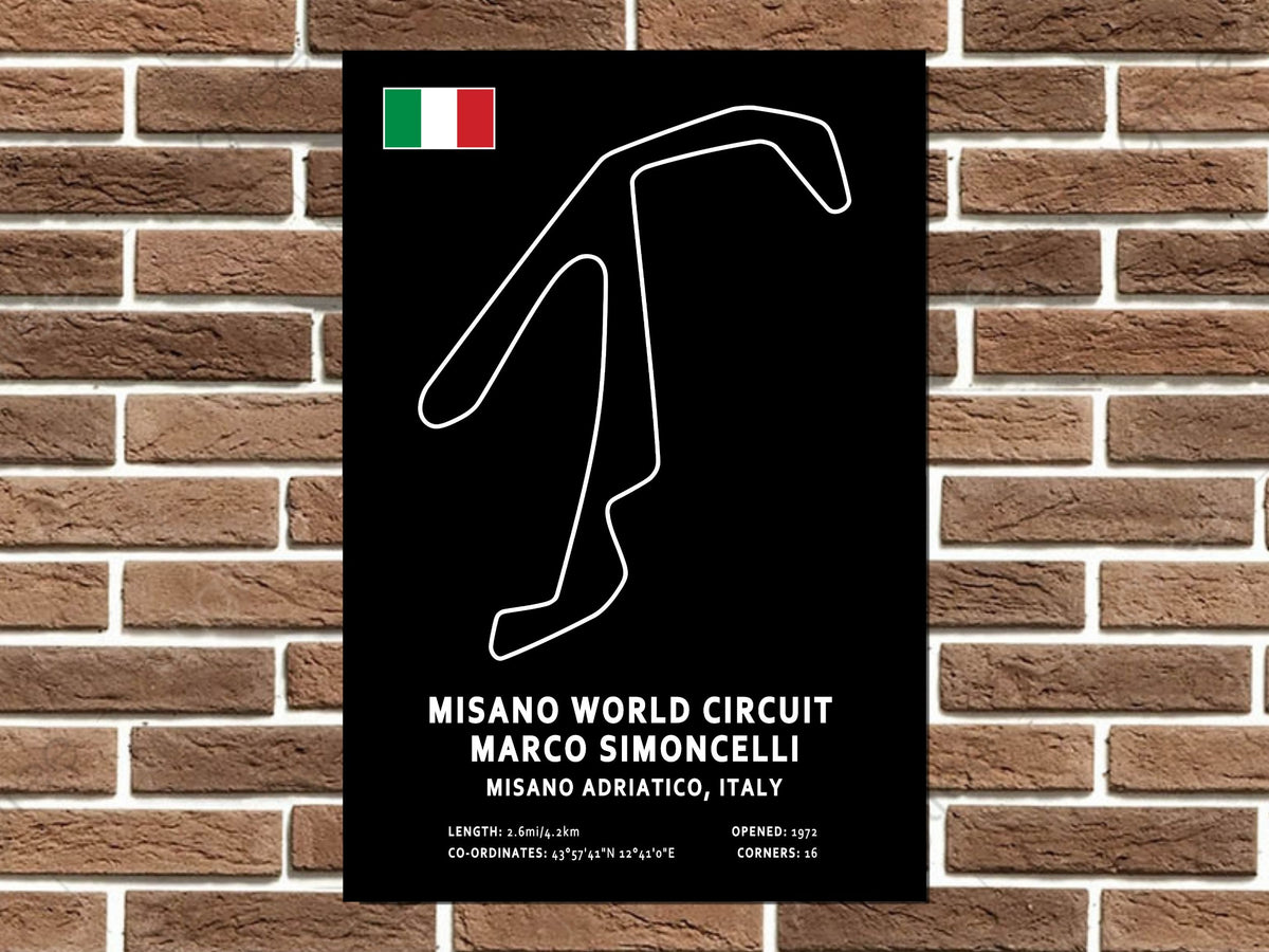 Misano World Circuit Marco Simoncelli Circuit Layout Metal Sign