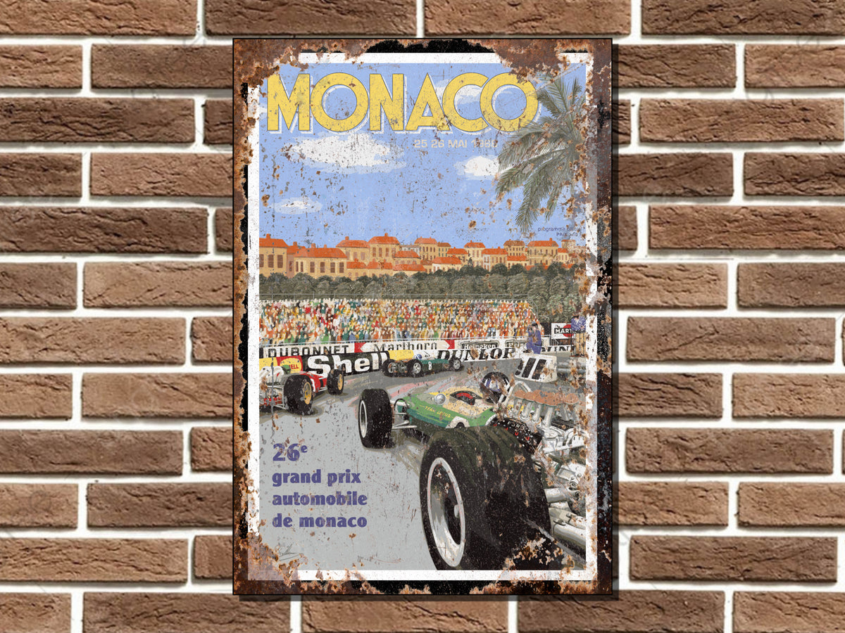 Monaco Grand Prix 1968 Metal Sign