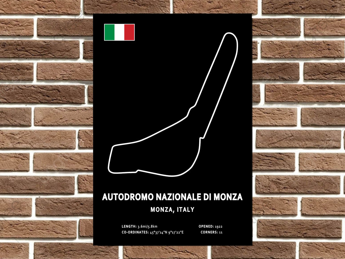 Autodromo Nazionale di Monza Circuit Layout Metal Sign