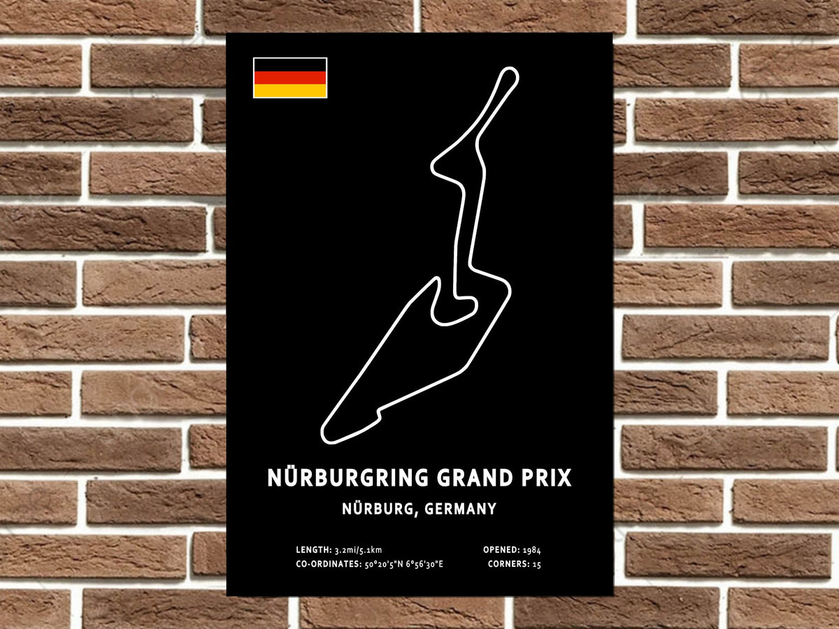 Nurburgring Grand Prix Circuit Layout Metal Sign