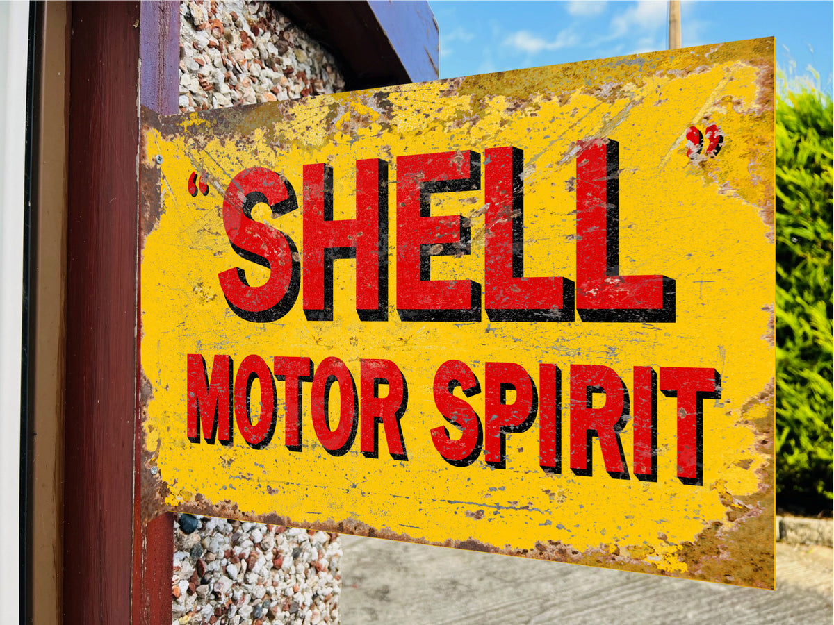 Shell Motor Spirit Double Sided Metal Flange Sign