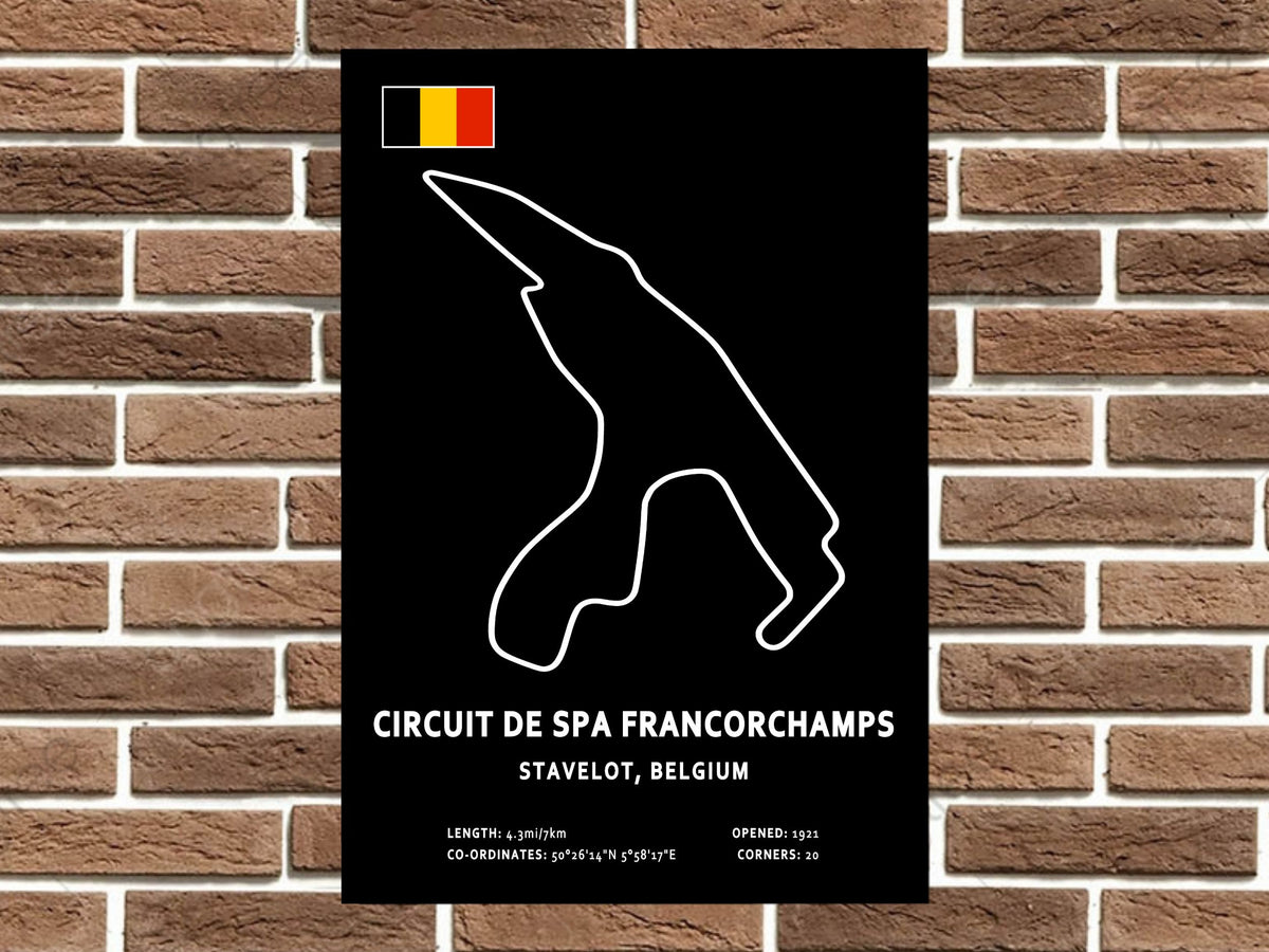Spa Francorchamps Circuit Layout Metal Sign