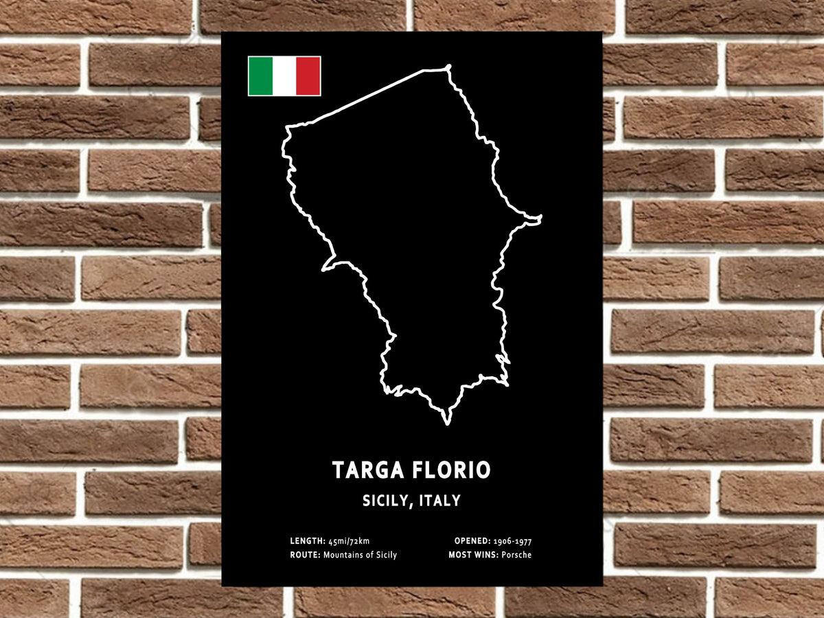 Targa Florio Circuit Layout Metal Sign