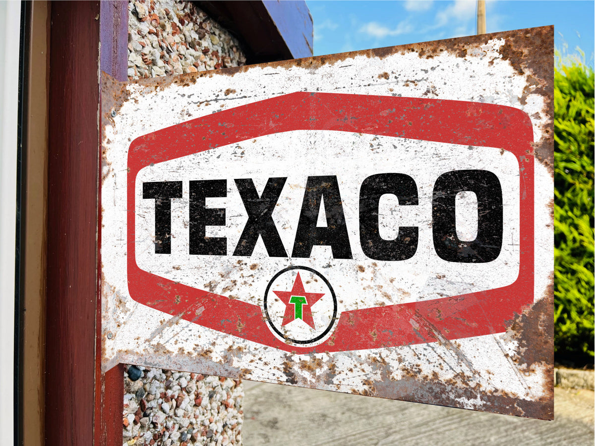 Texaco Double Sided Metal Flange Sign