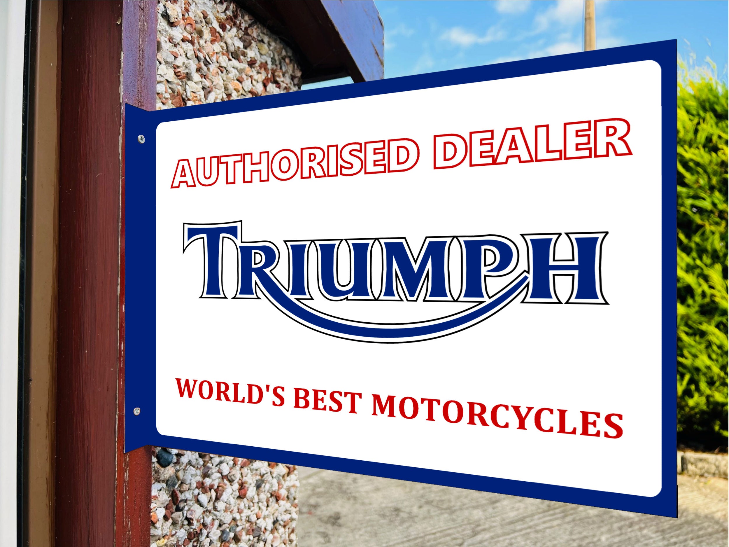 Triumph Auto Signs Triumph Authorised Dealer Double Sided Metal Flange Sign– Auto Junk UK Ltd